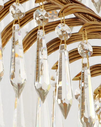 Brass Palm Leaf Crystal Chandelier - Nuvé