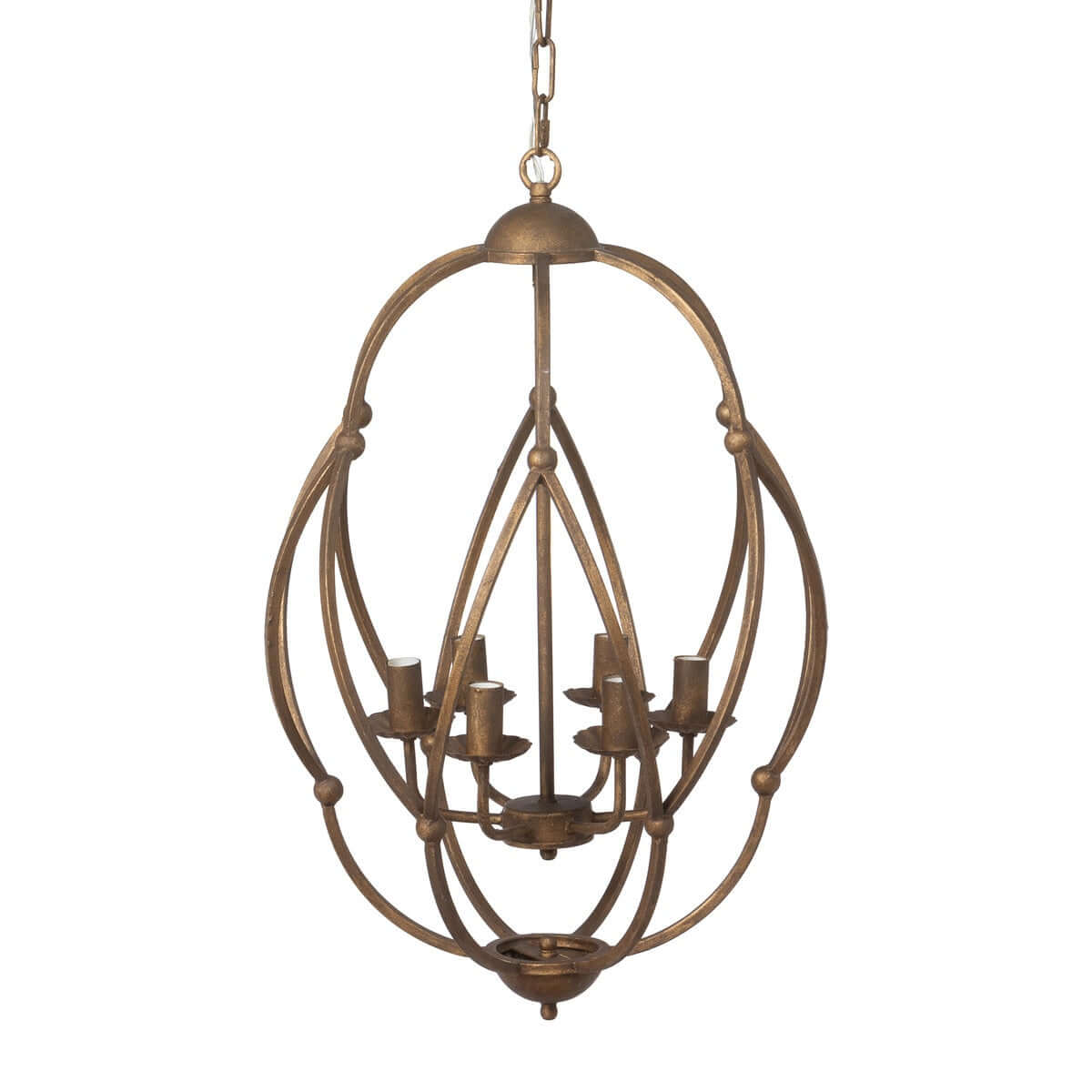 Antique Bronze Iron Chandelier with Gold Finish - Nuvé