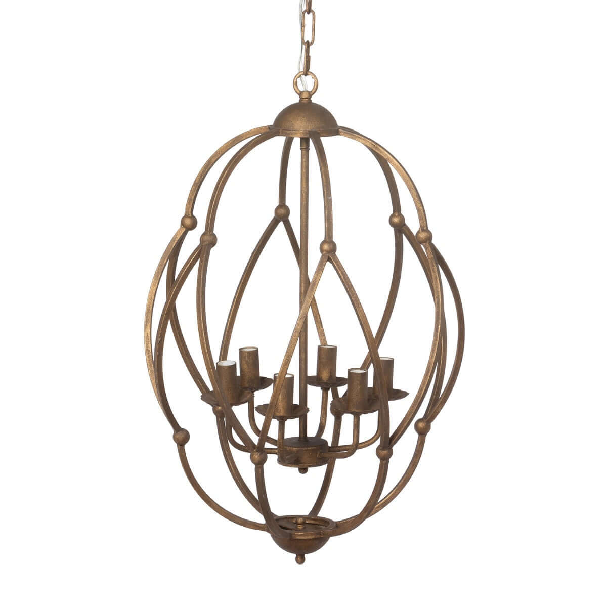 Antique Bronze Iron Chandelier with Gold Finish - Nuvé