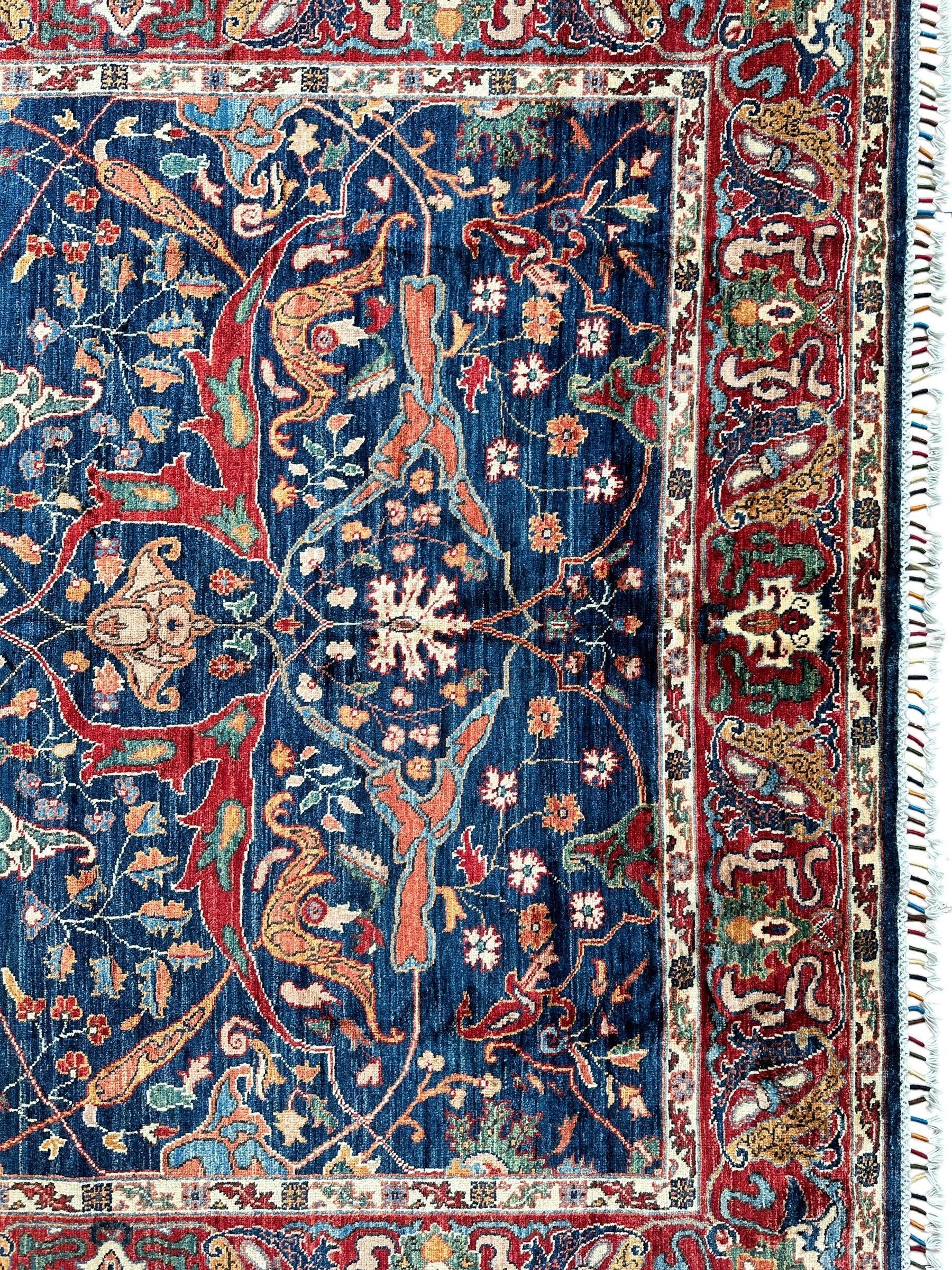 Hand-Knotted Afghani Bidjar Ghazni Wool Rug – 6'7" x 9'10" – Elegant Floral Design - Nuvé