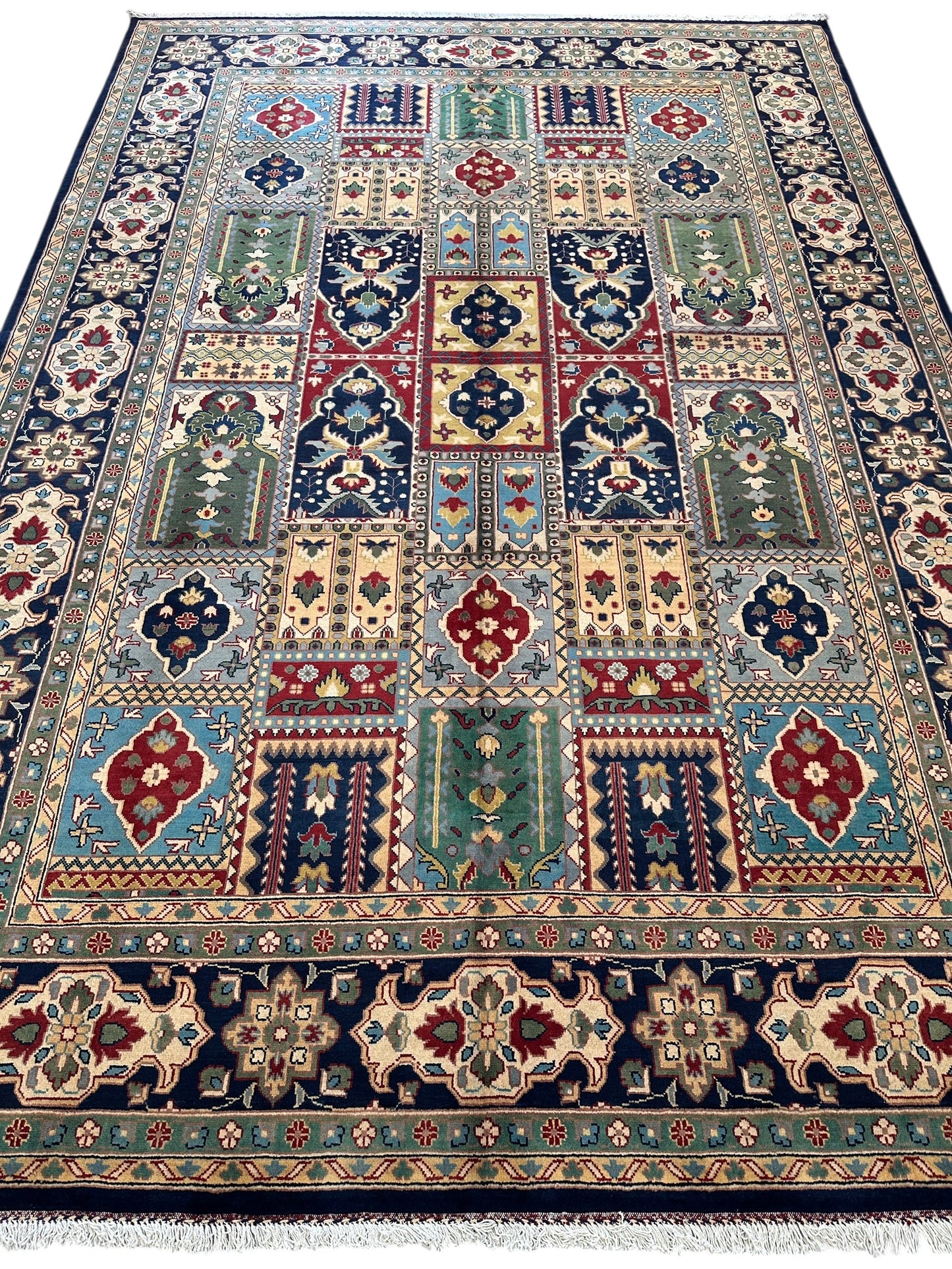 Hand-Knotted Afghani Bakhtiari Garden Rug | 6'9" x 9'10" Wool Area Rug - Nuvé