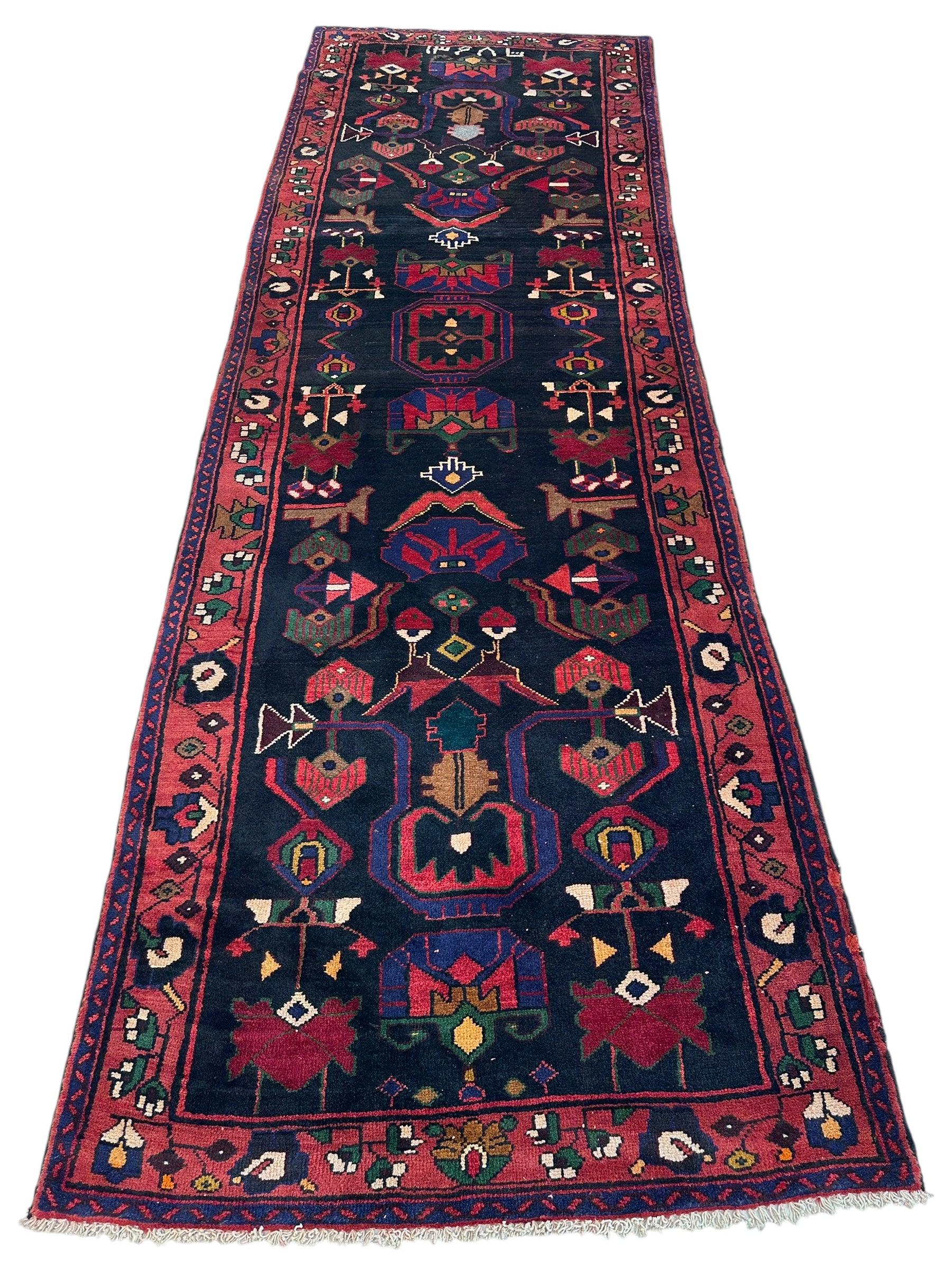 Hand-Knotted Persian Hamadan Runner - 3'6" x 10' | Tribal Wool Rug - Nuvé