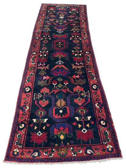Hand-Knotted Persian Hamadan Runner - 3'6" x 10' | Tribal Wool Rug - Nuvé