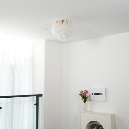 Carved Glass Leaves Murano Ceiling Lamp - Nuvé