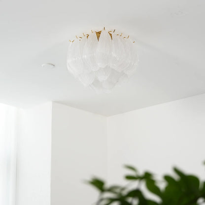 Carved Glass Leaves Murano Ceiling Lamp - Nuvé