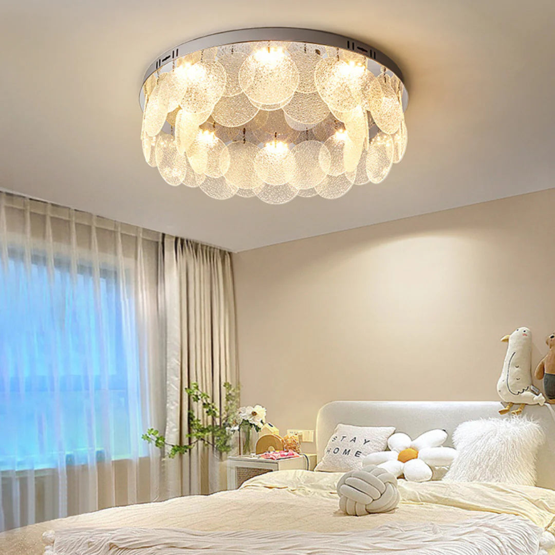 Casper Disc glass ceiling lamp by korewolamp featuring a modern round design and clear glass shade for stylish lighting.