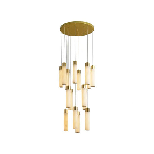 Cylindrical Celestial Alabaster Cascade Chandelier - Nuvé