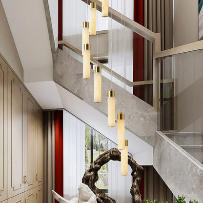 Cylindrical Celestial Alabaster Cascade Chandelier - Nuvé