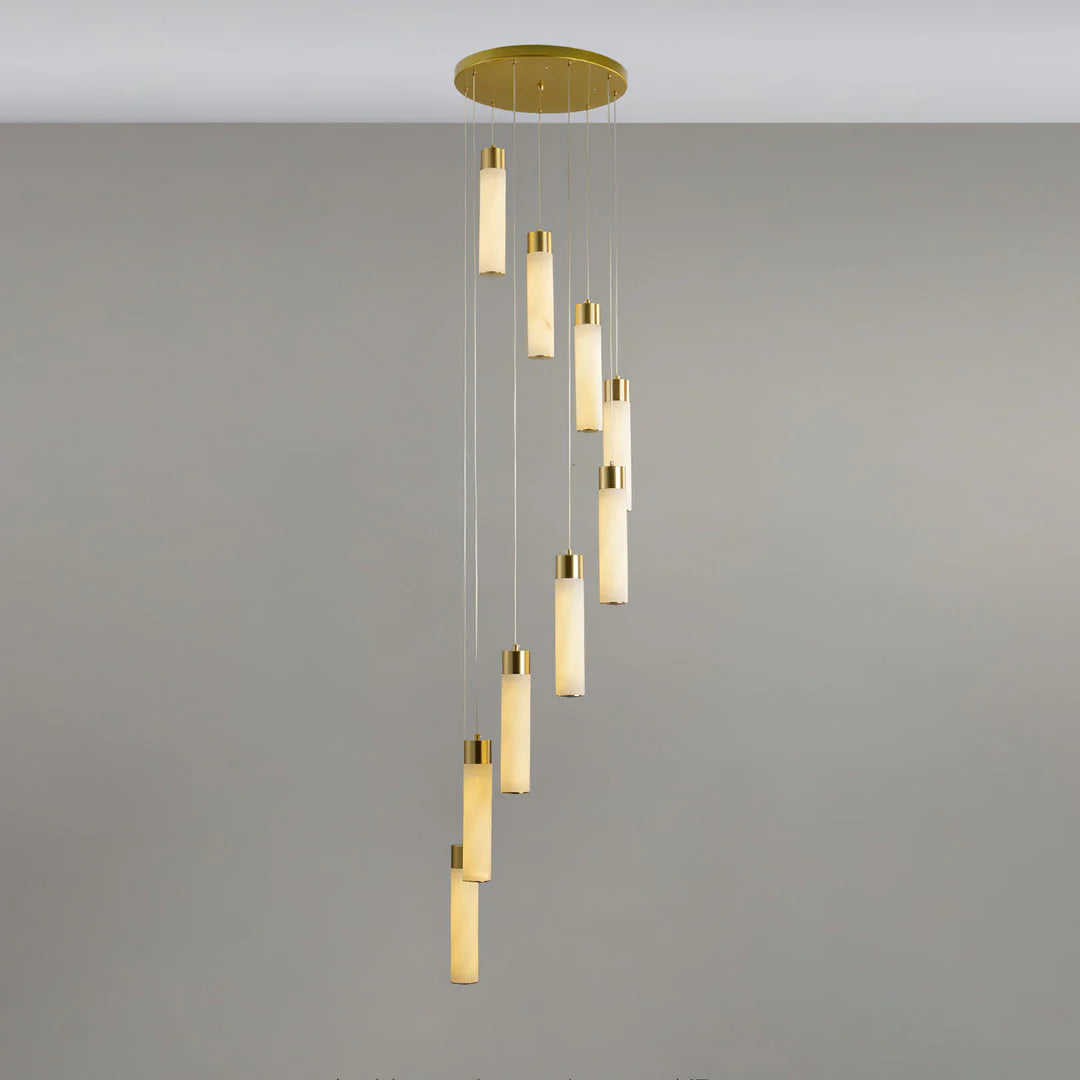 Cylindrical Celestial Alabaster Cascade Chandelier - Nuvé
