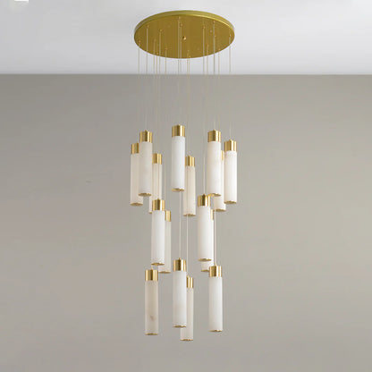 Cylindrical Celestial Alabaster Cascade Chandelier - Nuvé