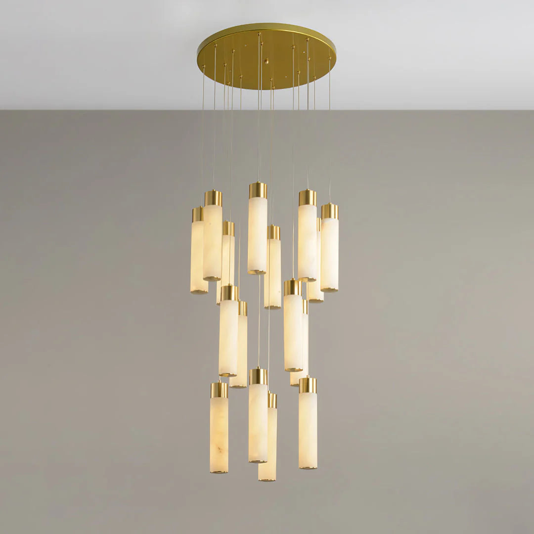 Cylindrical Celestial Alabaster Cascade Chandelier - Nuvé