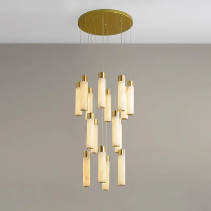 Cylindrical Celestial Alabaster Cascade Chandelier - Nuvé