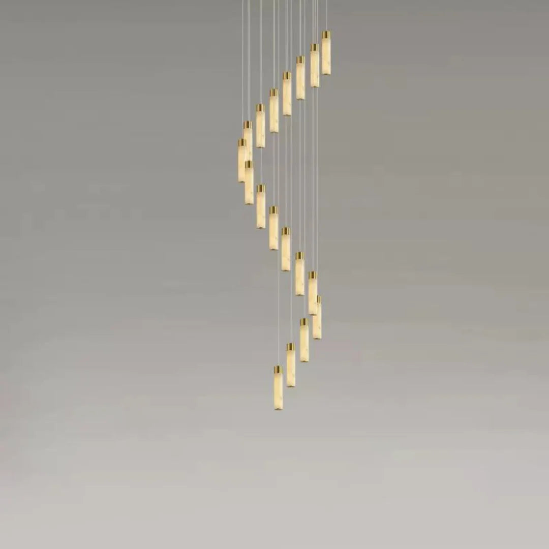Cylindrical Celestial Alabaster Cascade Chandelier - Nuvé