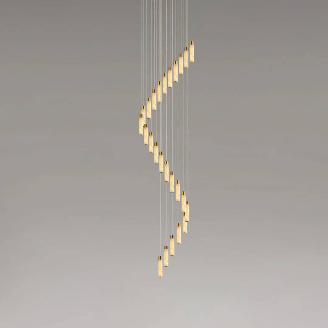 Cylindrical Celestial Alabaster Cascade Chandelier - Nuvé