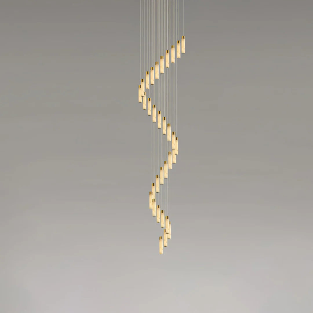Cylindrical Celestial Alabaster Cascade Chandelier - Nuvé