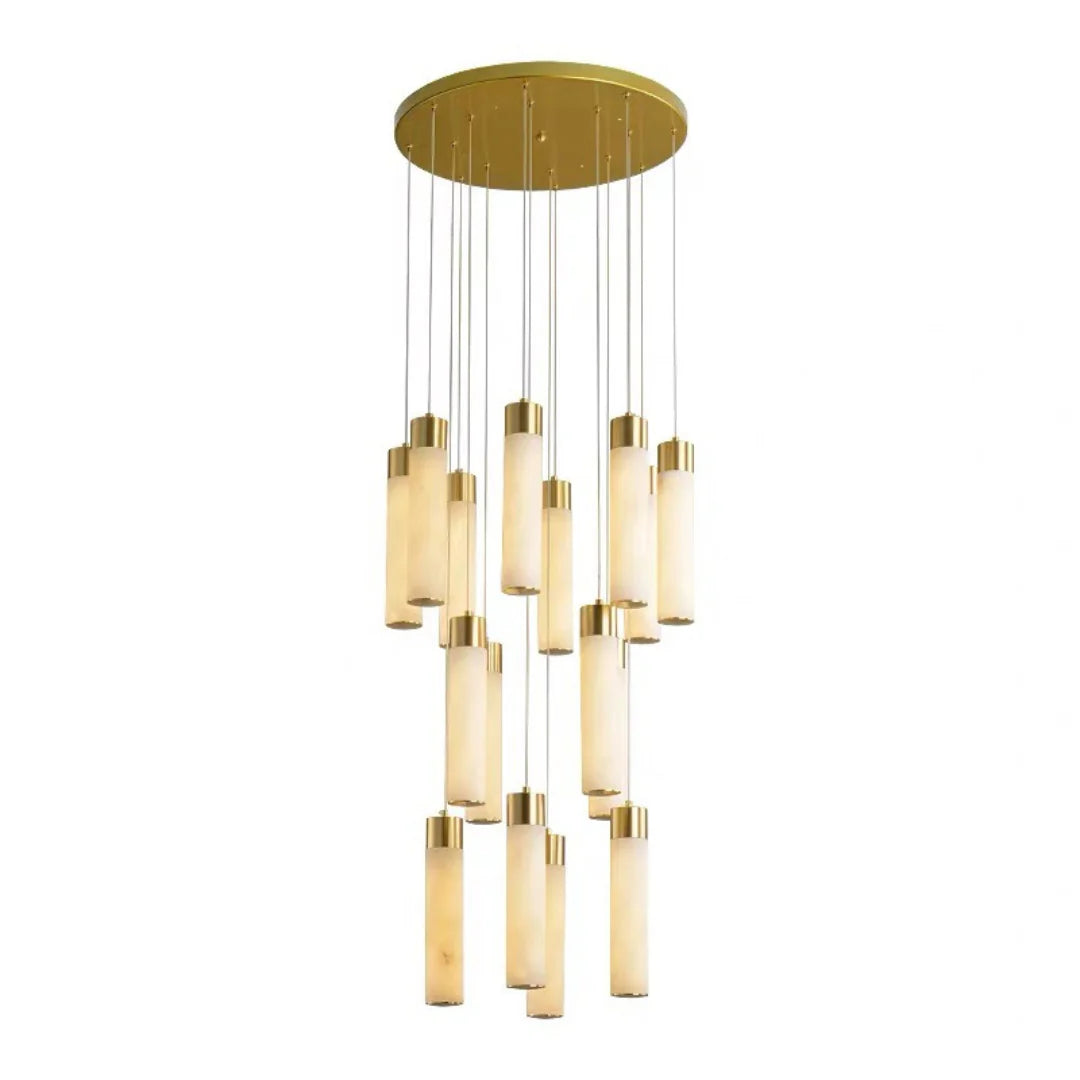 Cylindrical Celestial Alabaster Cascade Chandelier - Nuvé