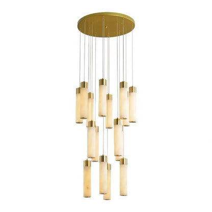 Cylindrical Celestial Alabaster Cascade Chandelier - Nuvé