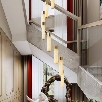 Cylindrical Celestial Alabaster Cascade Chandelier - Nuvé