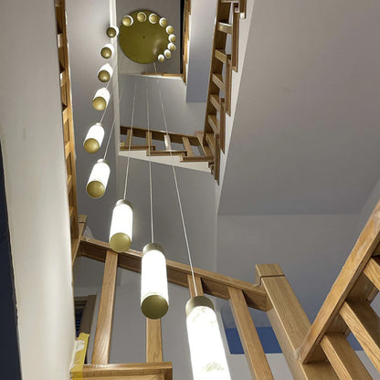 Cylindrical Celestial Alabaster Cascade Chandelier - Nuvé