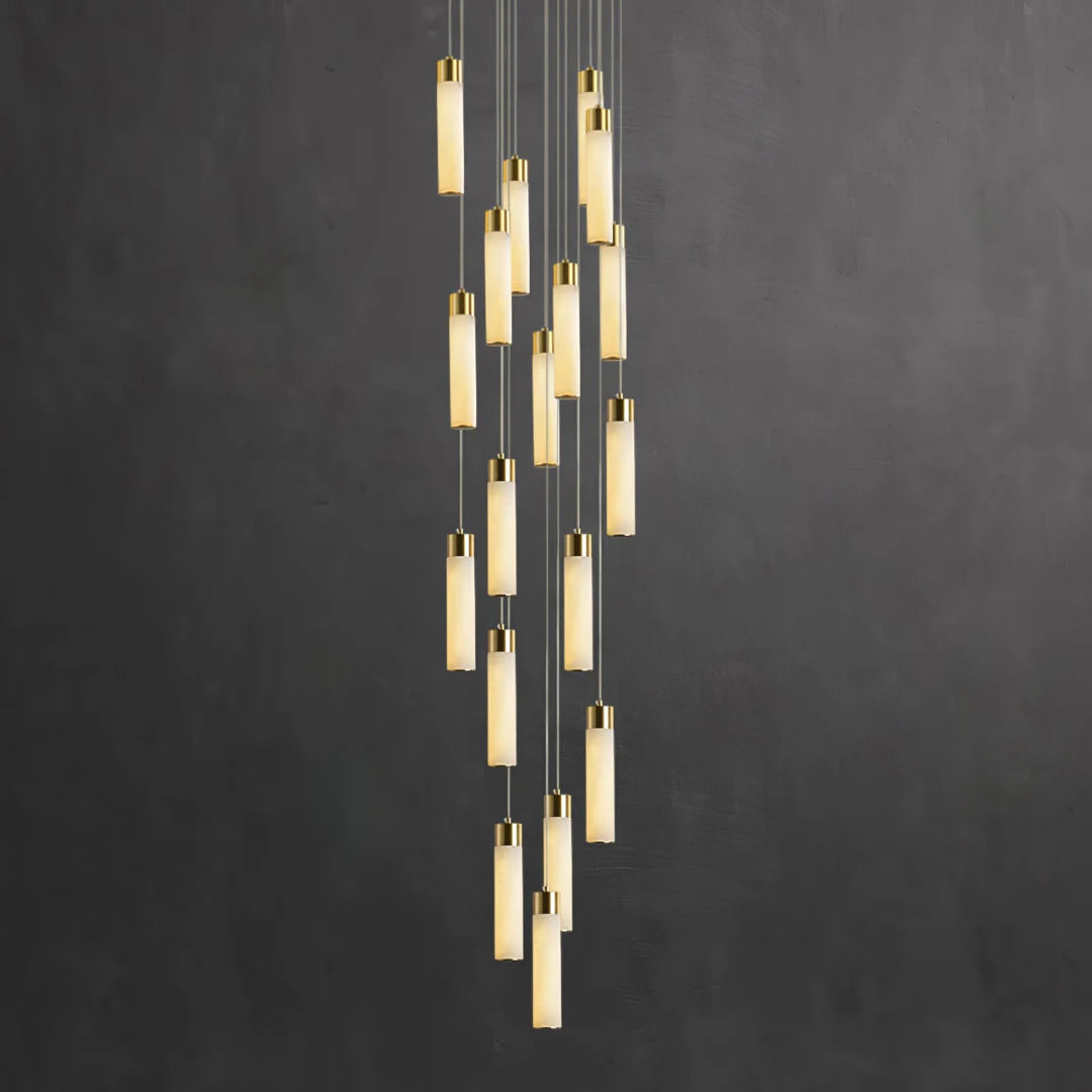 Cylindrical Celestial Alabaster Cascade Chandelier - Nuvé