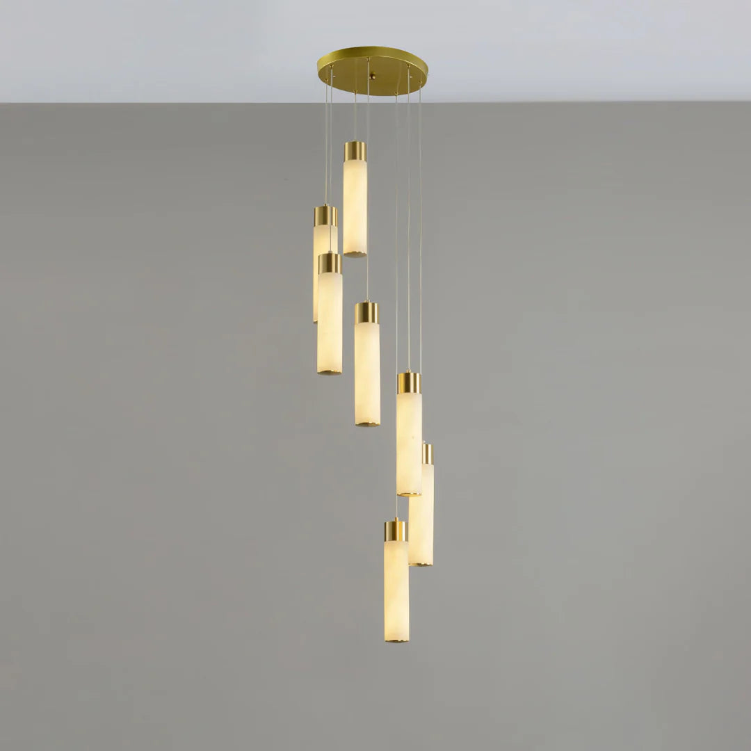 Cylindrical Celestial Alabaster Cascade Chandelier - Nuvé