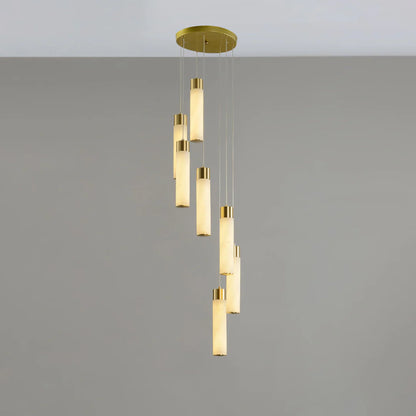 Cylindrical Celestial Alabaster Cascade Chandelier - Nuvé
