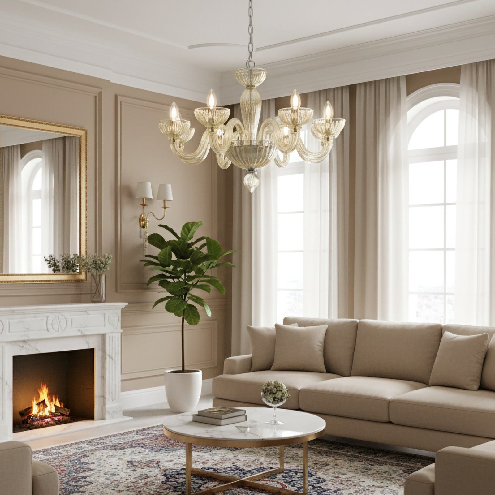 Champagne Ares Murano Glass Chandelier - Nuvé