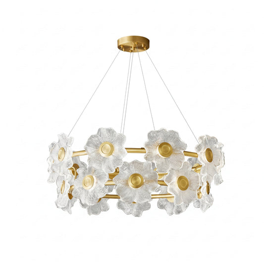 Korewolamp Charlotte Flower Chandelier featuring delicate floral design with multiple crystal-like branches and soft lighting.