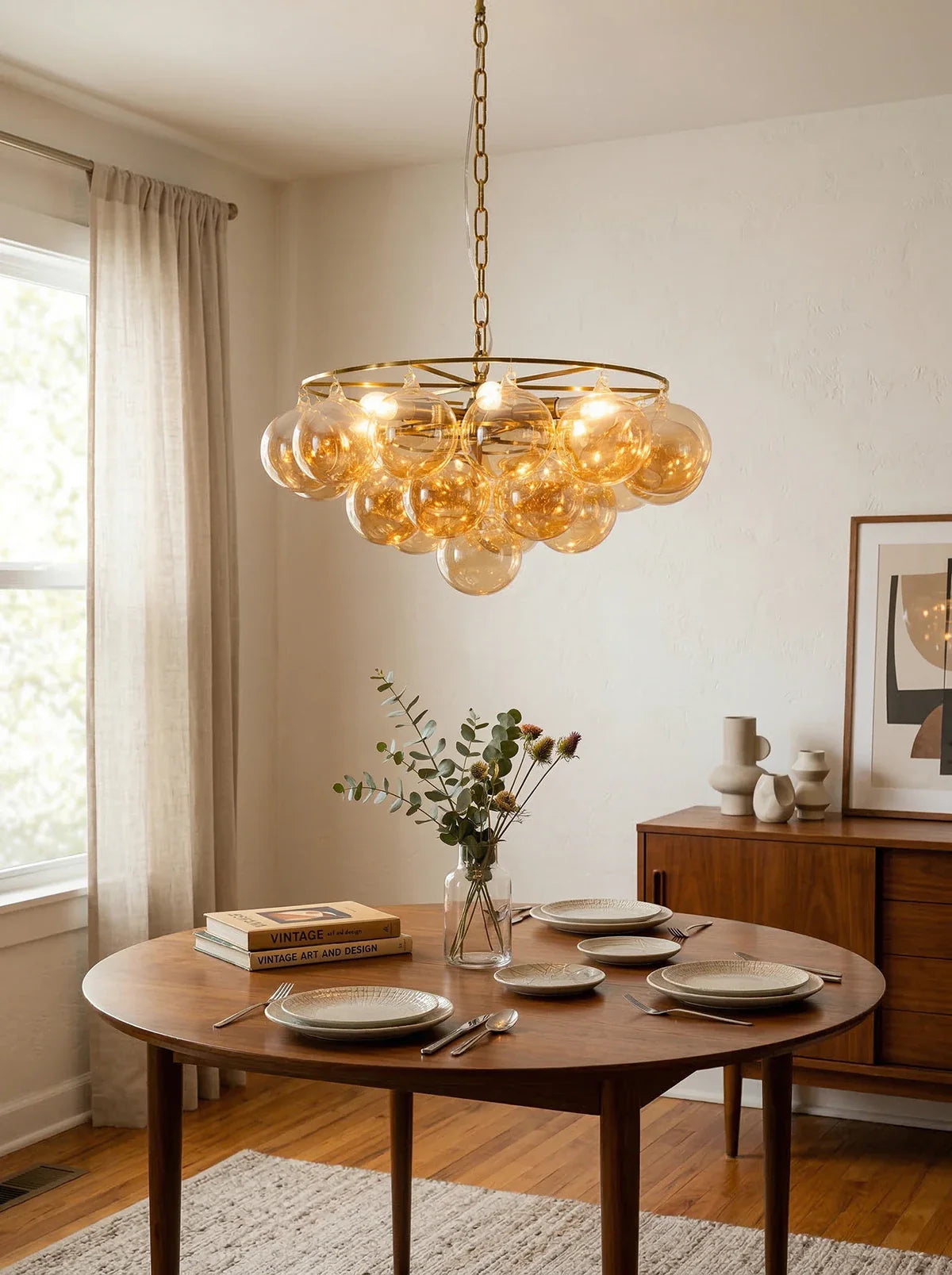Circular Multi-Head Glass Ball Bubble Chandelier
