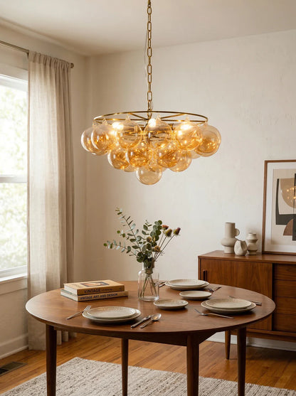Circular Multi-Head Glass Ball Bubble Chandelier