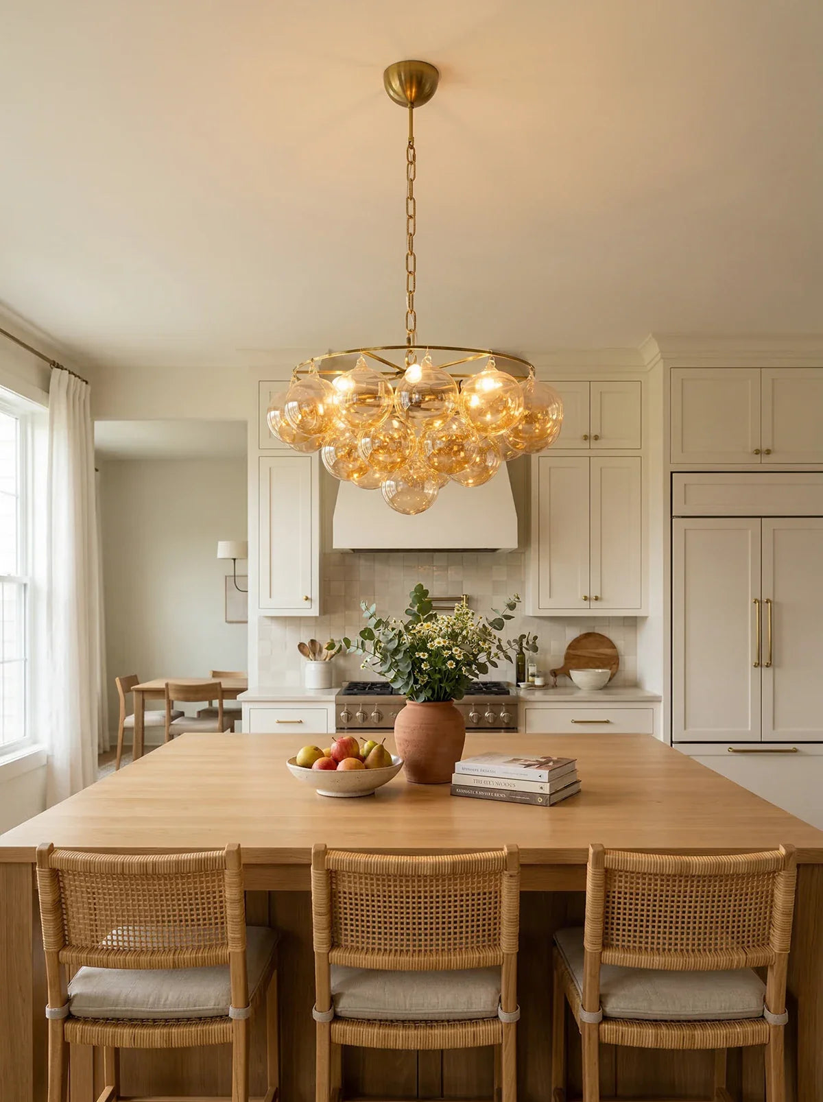Circular Multi-Head Glass Ball Bubble Chandelier
