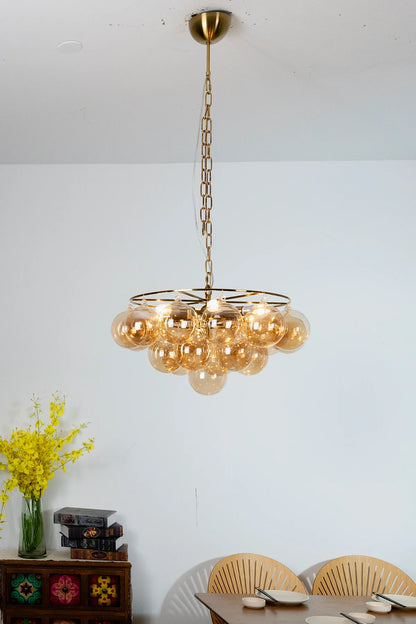 Circular Multi-Head Glass Ball Bubble Chandelier