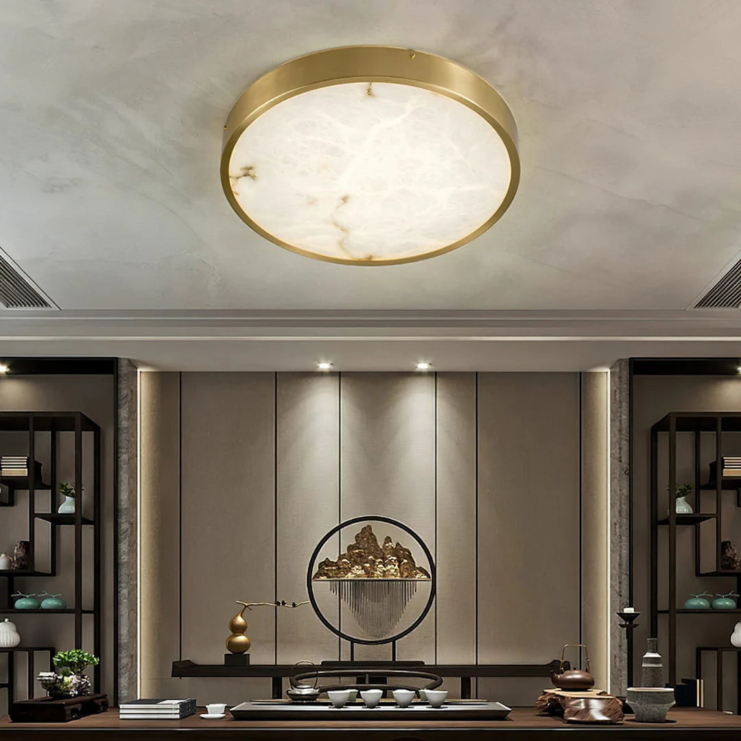 Column Alabaster Round Ceiling Lamp - Nuvé