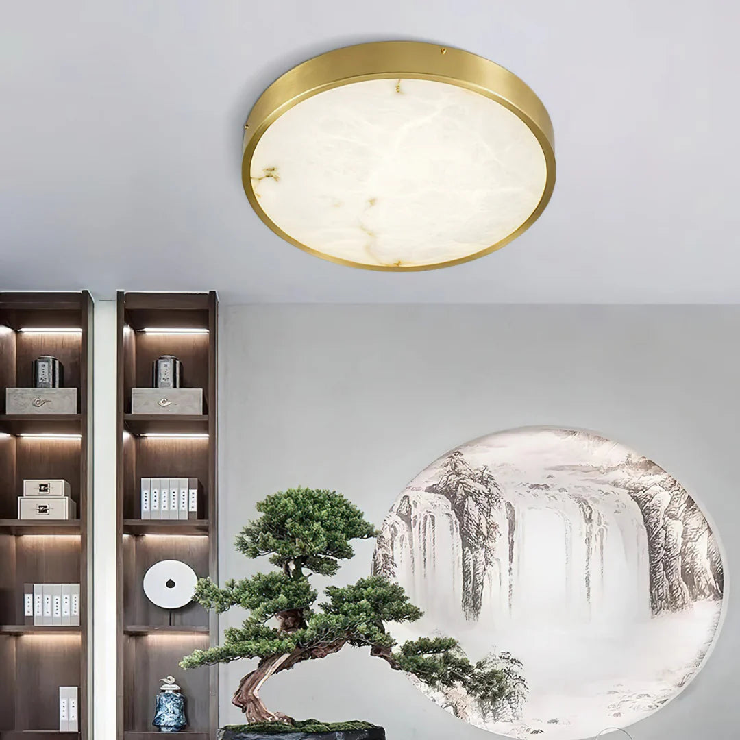 Column Alabaster Round Ceiling Lamp - Nuvé