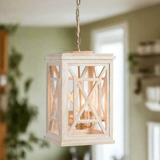 Cottagecore Chandelier Pendant Light in Whitewashed Finish - Nuvé