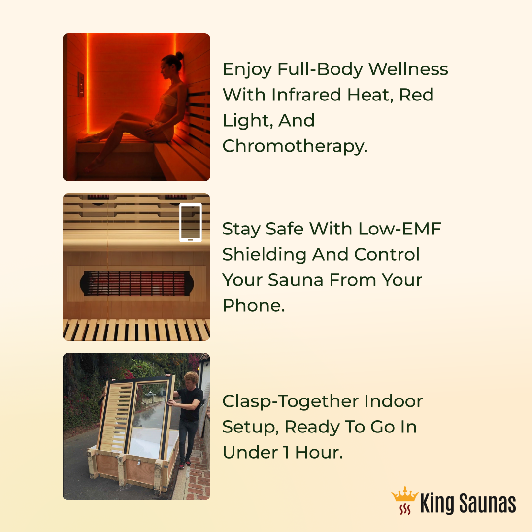 The Crown 2-Person Luxury Full Spectrum Infrared Sauna with Smart WiFi App Control - Nuvé