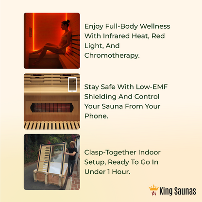 The Crown 2-Person Luxury Full Spectrum Infrared Sauna with Smart WiFi App Control - Nuvé