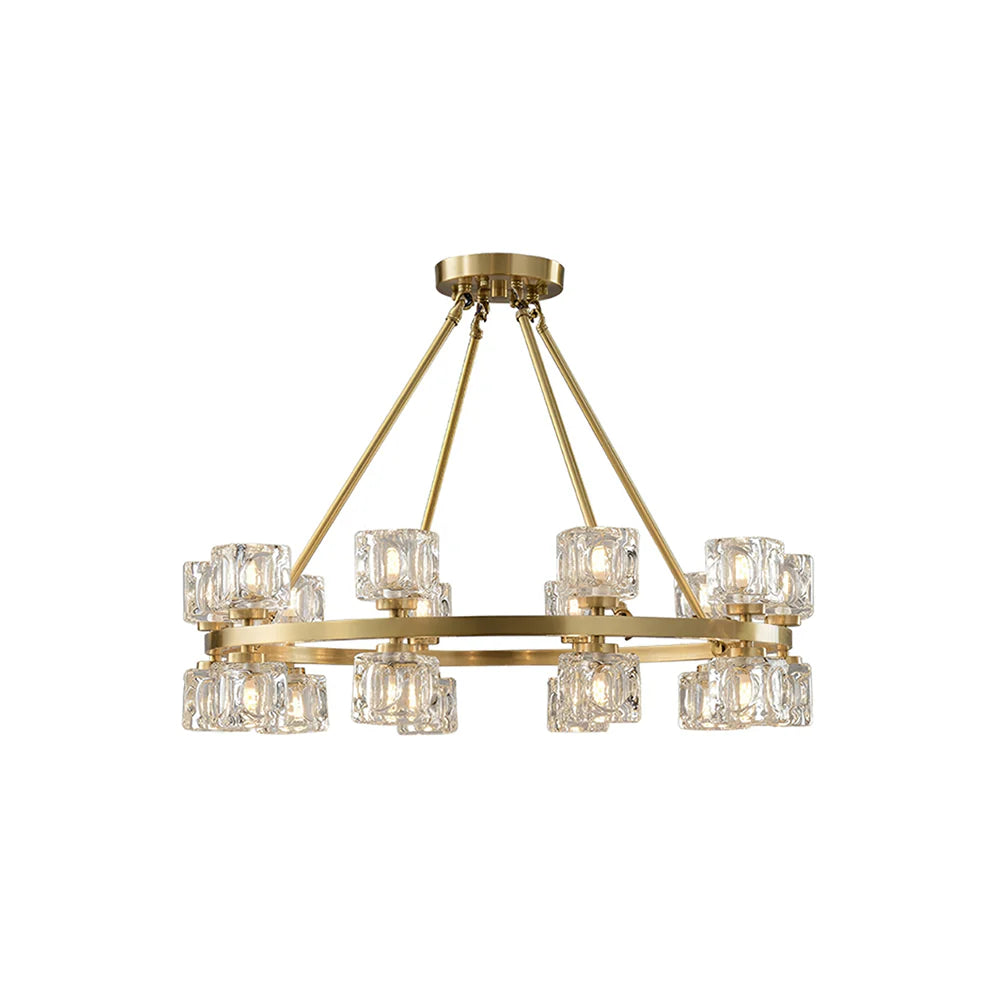 Crystal Cube Gold Chandelier - Nuvé