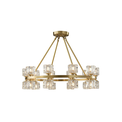 Crystal Cube Gold Chandelier - Nuvé