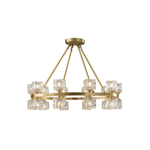 Crystal Cube Gold Chandelier - Nuvé