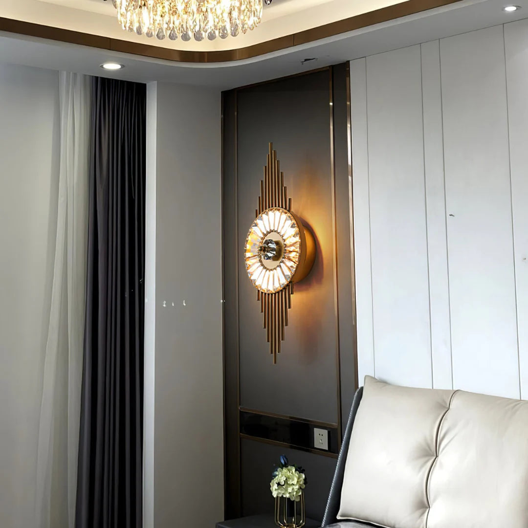 Crystal Gear Gold Wall Light - Nuvé