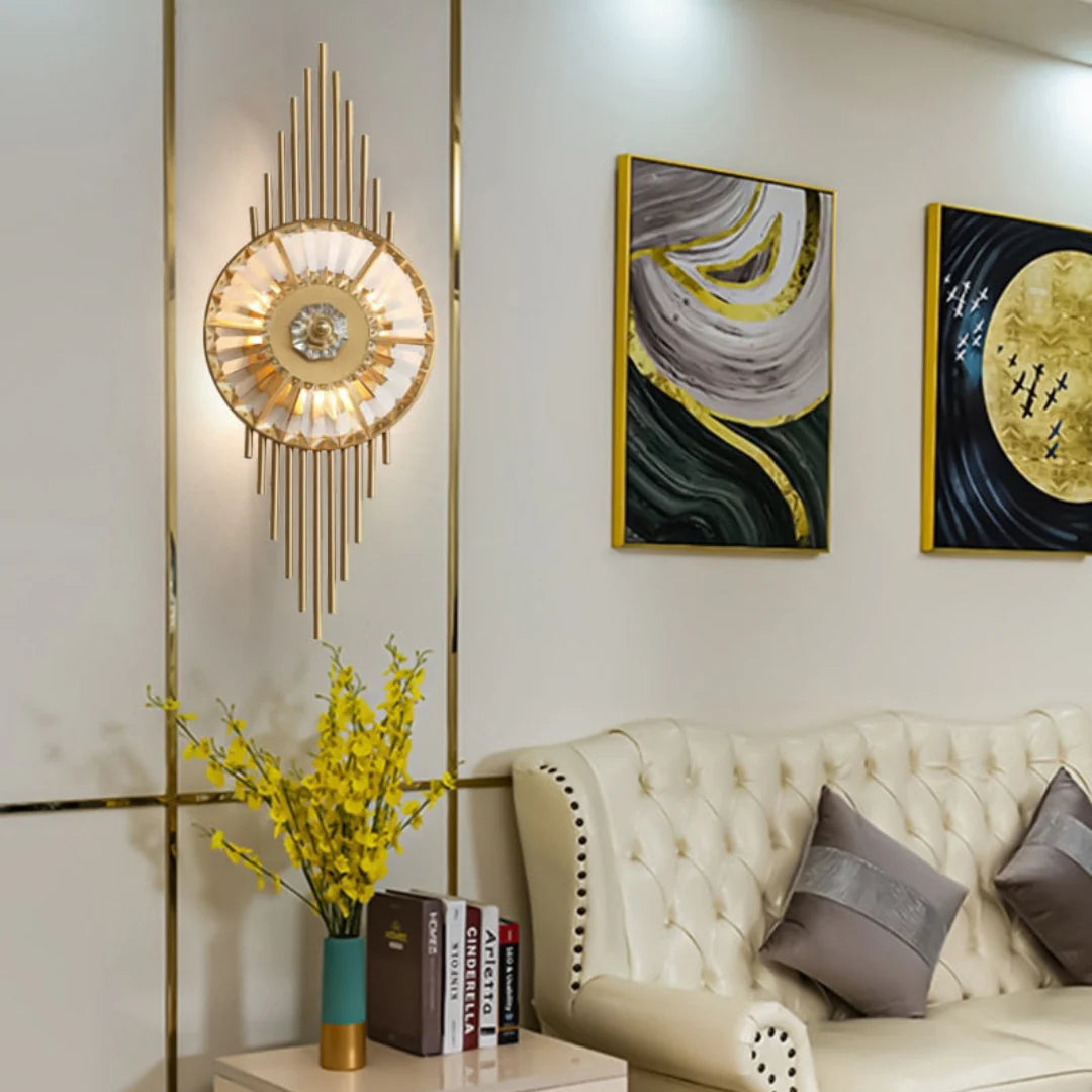 Crystal Gear Gold Wall Light - Nuvé