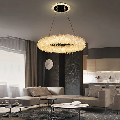 Crystal Brass Round Chandelier - Nuvé