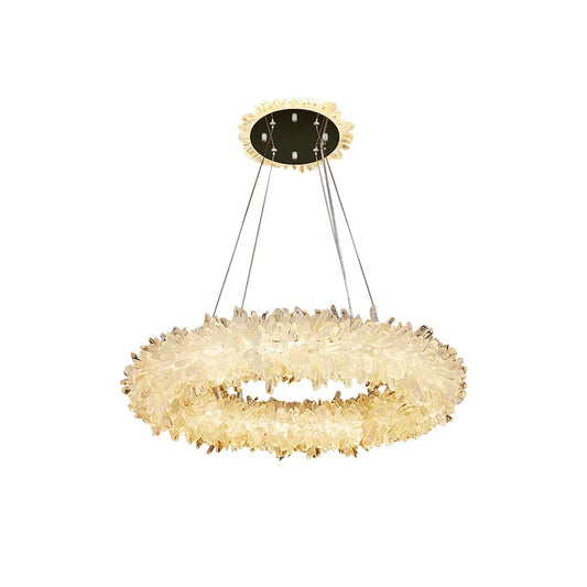 Crystal Brass Round Chandelier - Nuvé