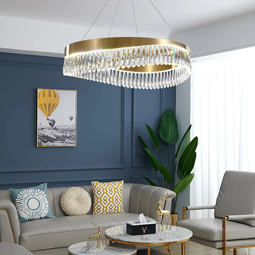 Golden Ring Crystal Light Luxury Chandelier - Nuvé