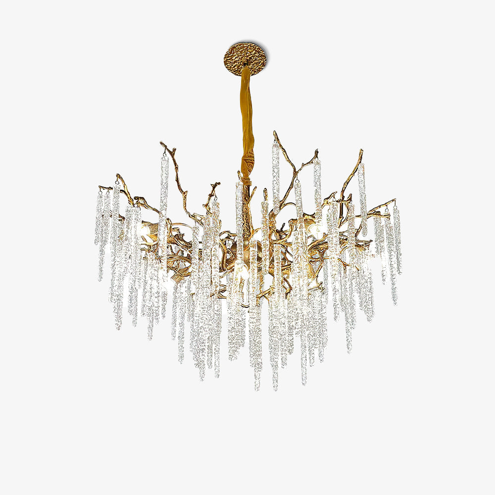 Crystal Icicles Branch Brass Chandelier - Nuvé