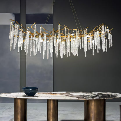 Crystal Icicles Branch Brass Chandelier - Nuvé
