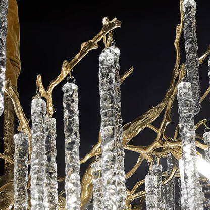 Crystal Icicles Branch Brass Chandelier - Nuvé