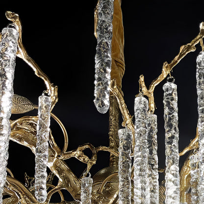 Crystal Icicles Branch Brass Chandelier - Nuvé