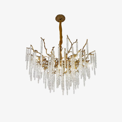 Crystal Icicles Branch Brass Chandelier - Nuvé
